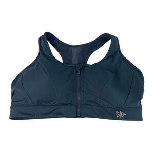Yvette Enfold Zip Front Mesh Racerback Padded Running Bra